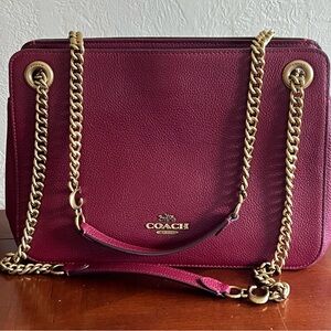 COACH LEATHER PURSE TOTE HANDBAG BURGUNDY COLOR